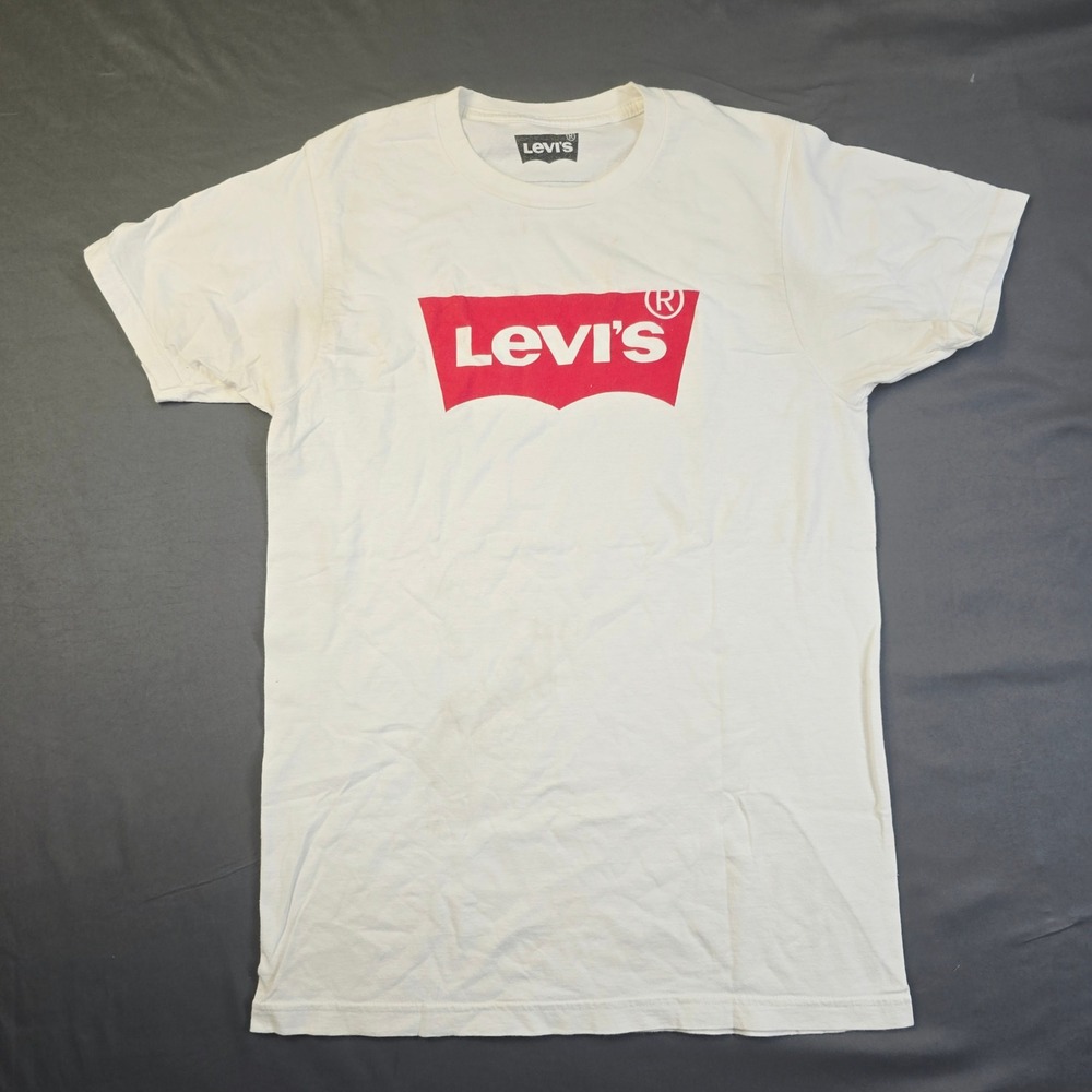Levi's Batwing Logo Graphic T-Shirt Men's Size Small White Red Short Sleeve Tee